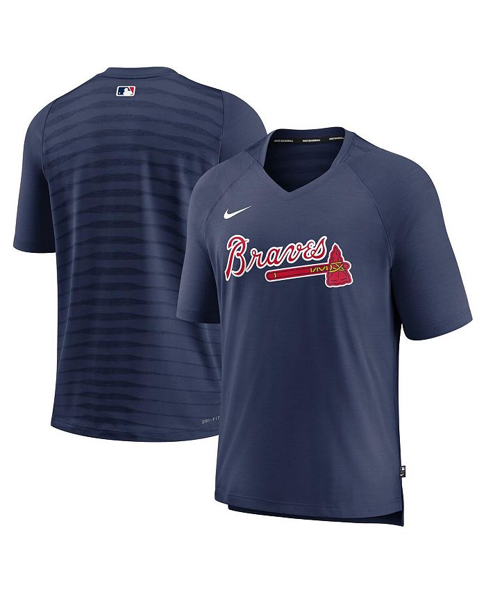 

Мужская темно-синяя футболка Atlanta Braves Authentic Collection Pregame Raglan Performance с v-образным вырезом Nike, синий