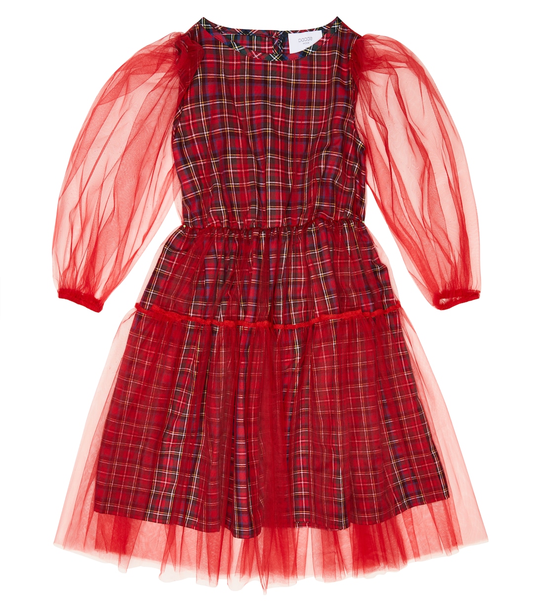 цена Хлопковое платье в клетку с отделкой из тюля Paade Mode, красный