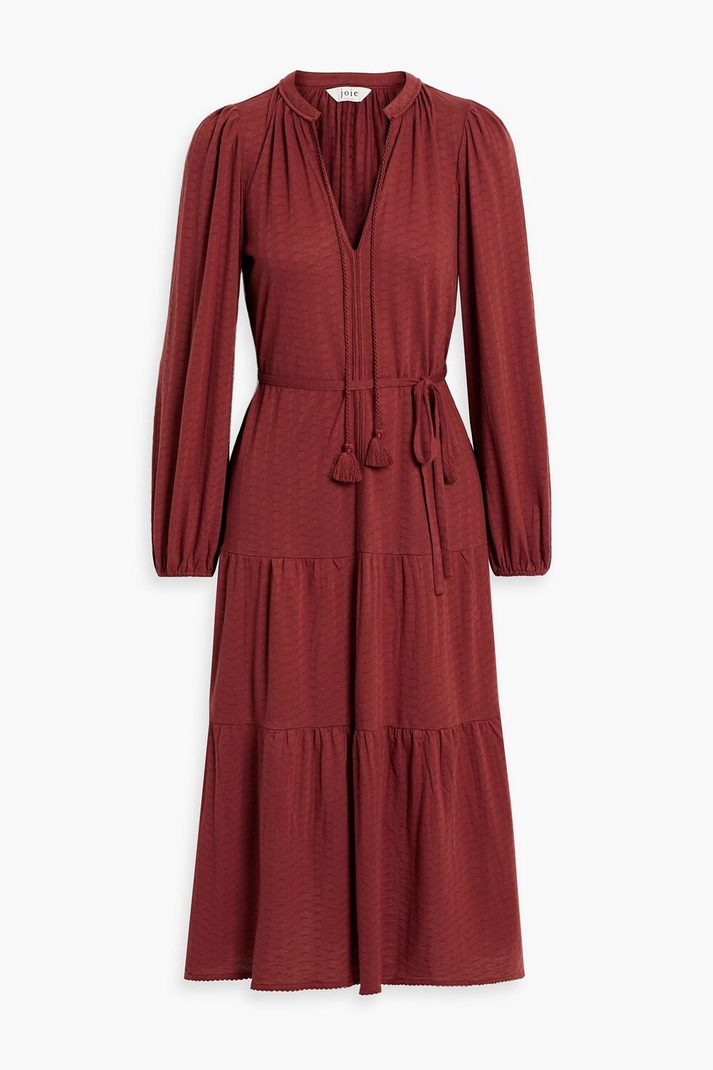 

Ярусное платье миди вязки пуантами Mulberry JOIE, красный