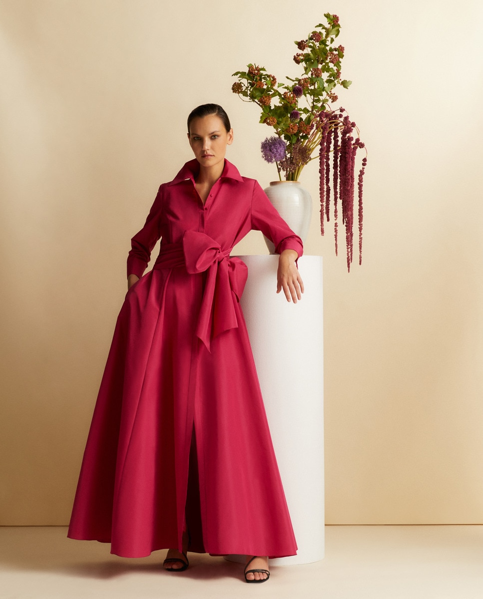 Длинное платье-рубашка El Corte Inglés, темно-розовый платье длинное v образный вырез длинные рукава 46 серебристый