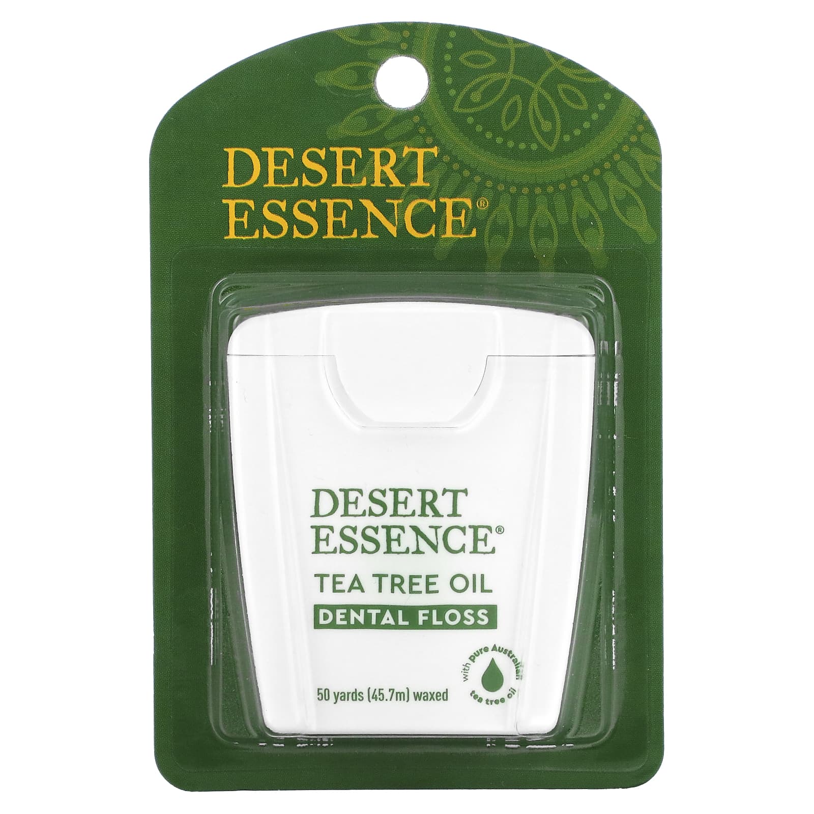 Desert Essence Зубная нить с маслом чайного дерева с восковым покрытием 50 ярдов (45,7 м) цена и фото