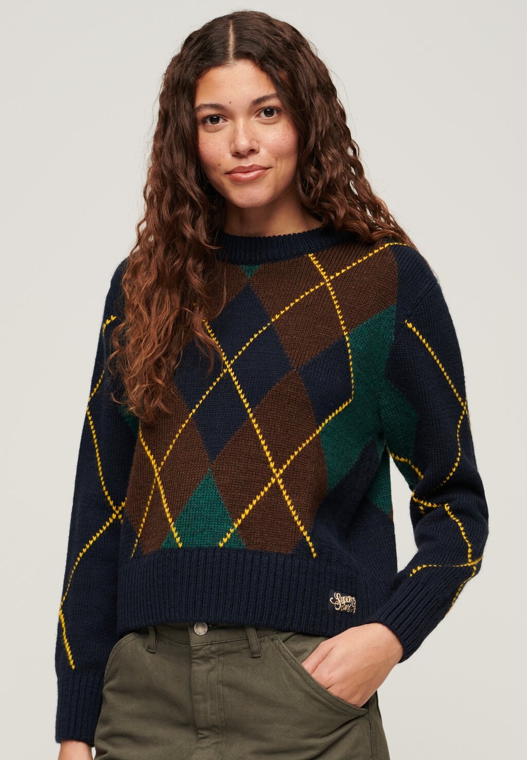 

Джемпер JACQUARD PATTERN CREW Superdry, зеленый