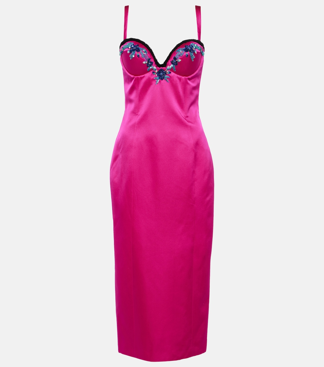 Украшенное атласное платье миди Miss Sohee, розовый