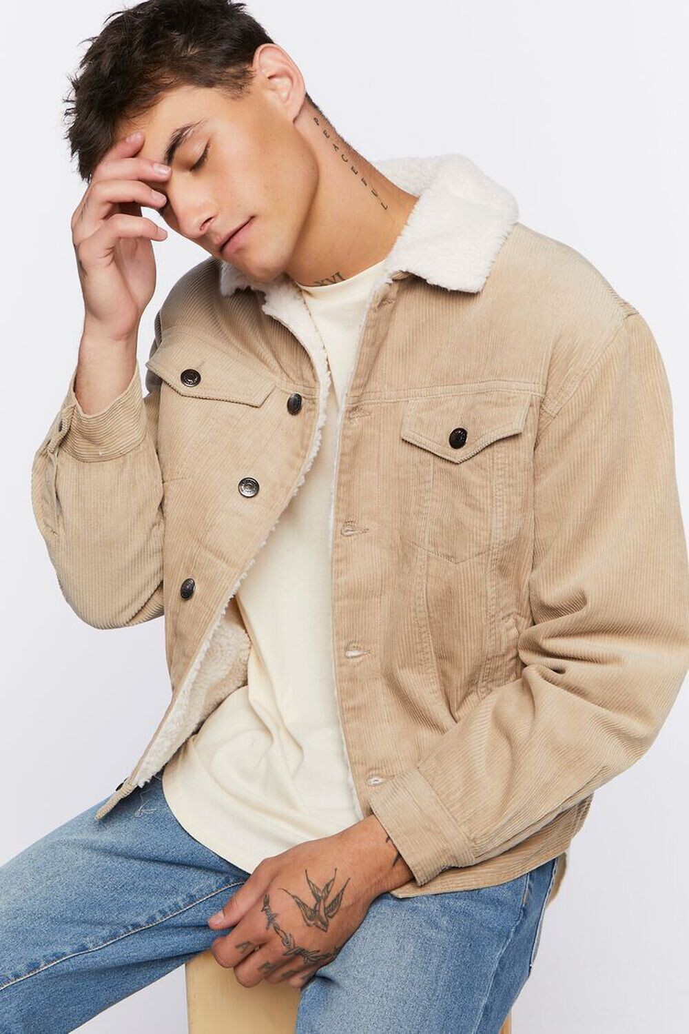 

Вельветовая куртка Trucker из искусственной овчины Forever 21, серо-коричневый