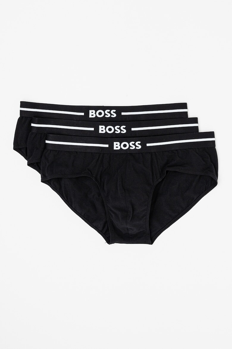 

Хлопковые трусы с логотипом, 3 пары Boss, черный