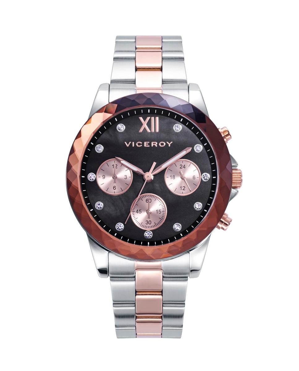 Шикарные женские часы с двухцветным стальным корпусом и браслетом Viceroy, мультиколор