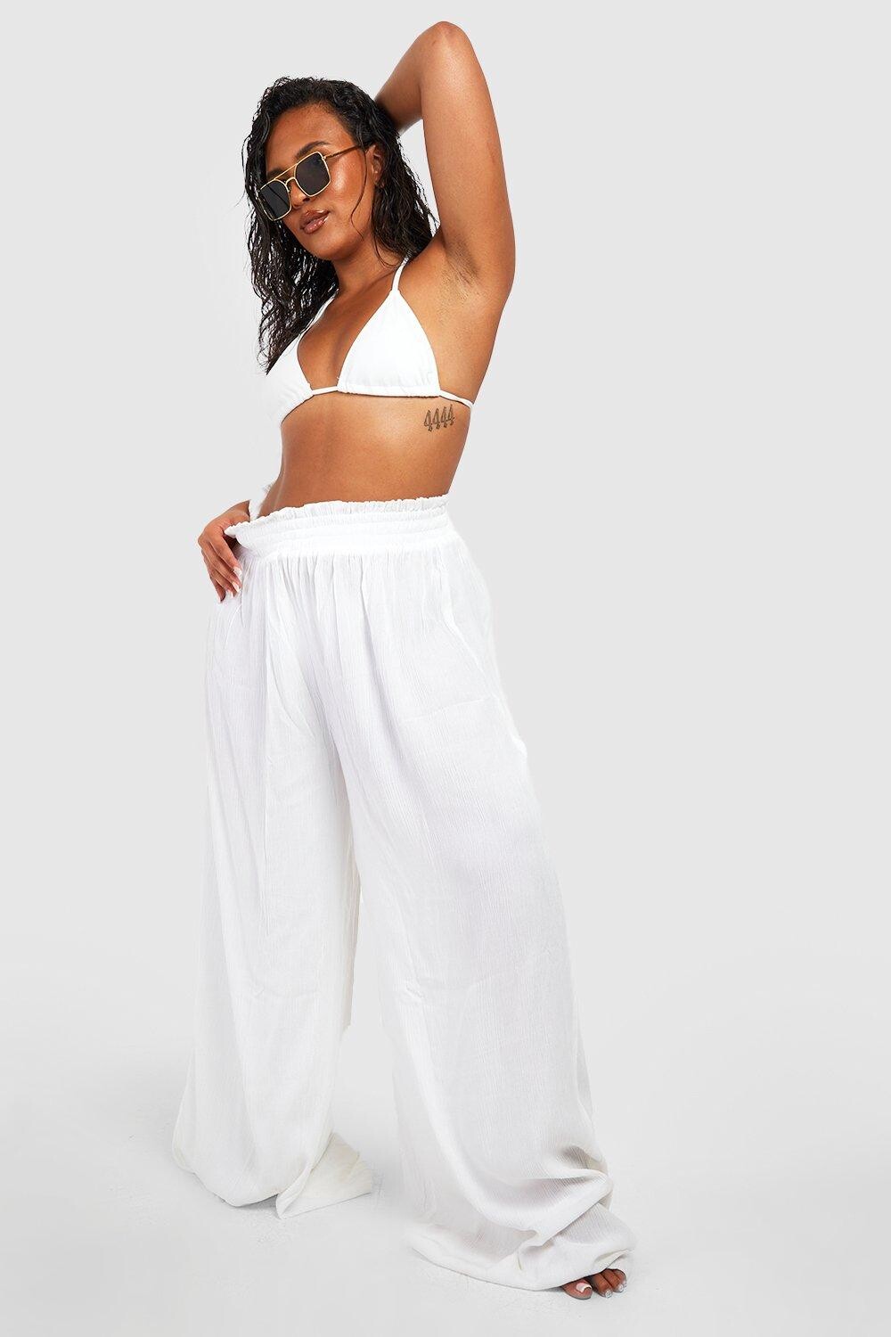 

пляжные брюки из марли Boohoo, белый