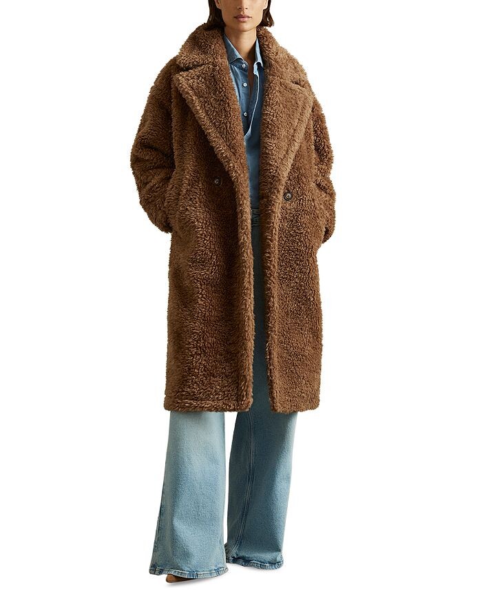 

Длинное плюшевое пальто REISS Darla, коричневый