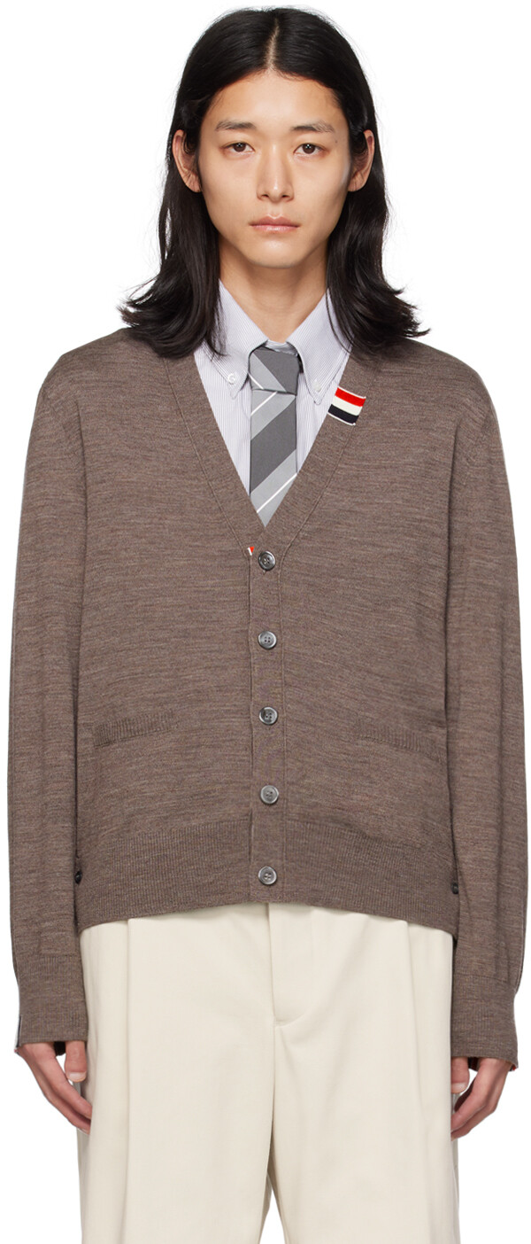 

Thom Browne Коричневый кардиган в полоску