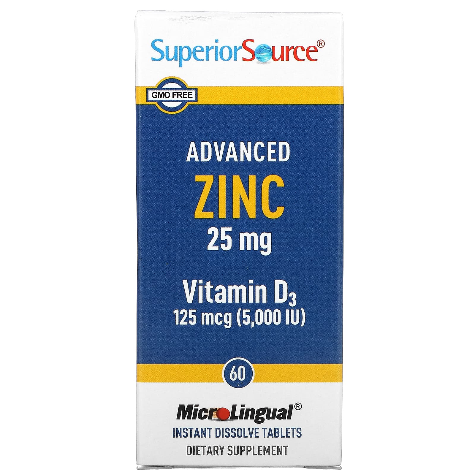Superior Source Advanced Zinc витамин D3 60 быстрорастворимых таблеток MicroLingual