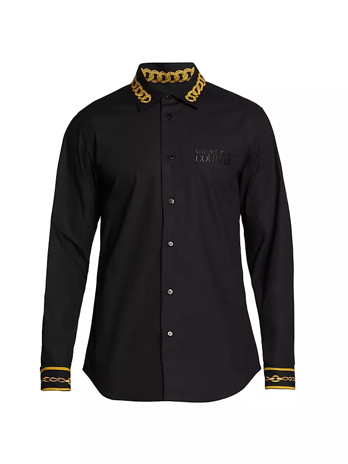 

Рубашка на пуговицах спереди с цепочкой Versace Jeans Couture, черный
