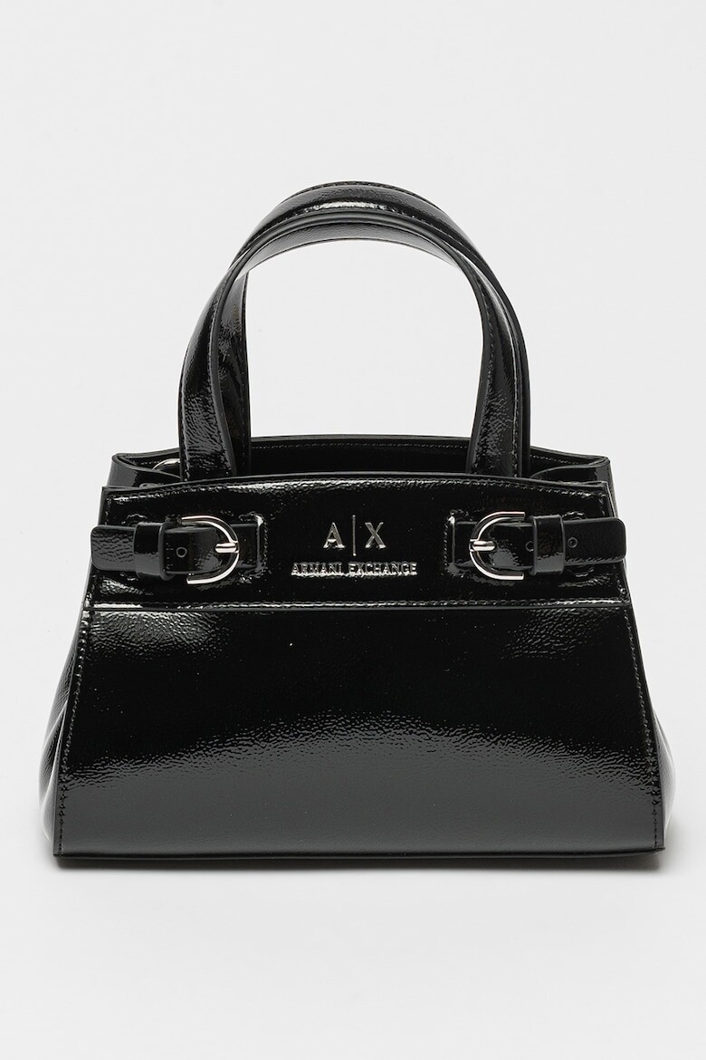 

Сумка из лакированной экокожи Armani Exchange, черный