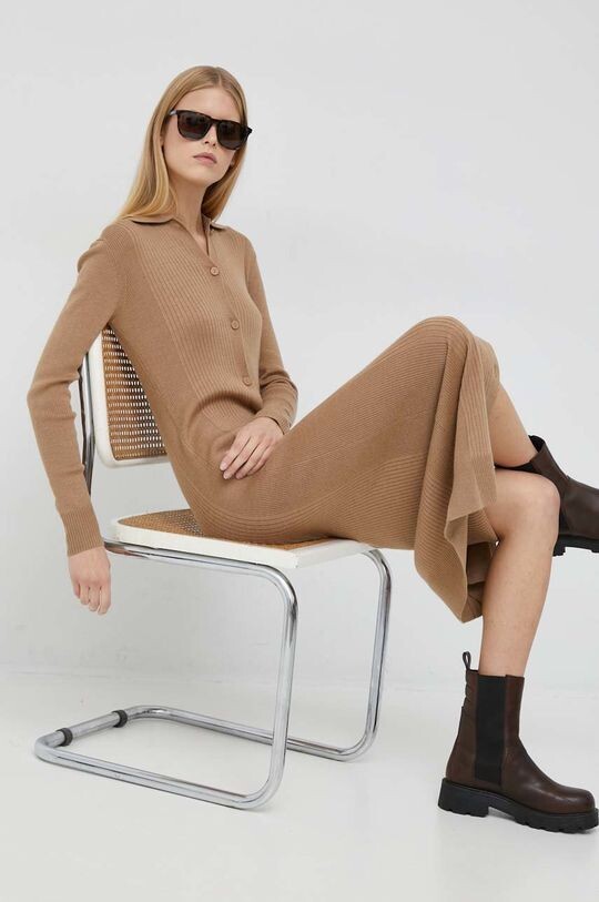 

Платье из смесовой шерсти Calvin Klein, бежевый