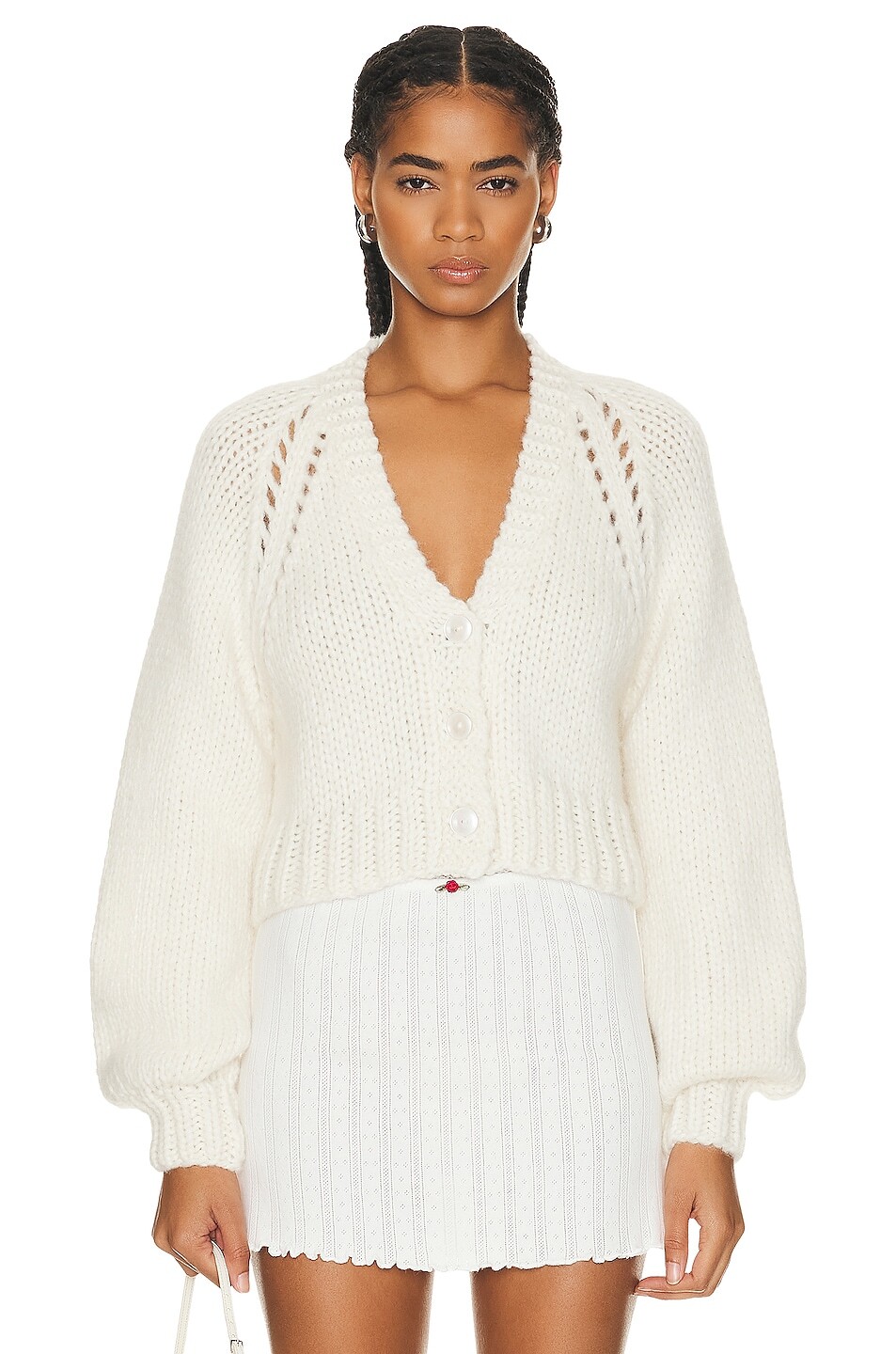 

Кардиган Loveshackfancy Marshe Crop, цвет Antique White