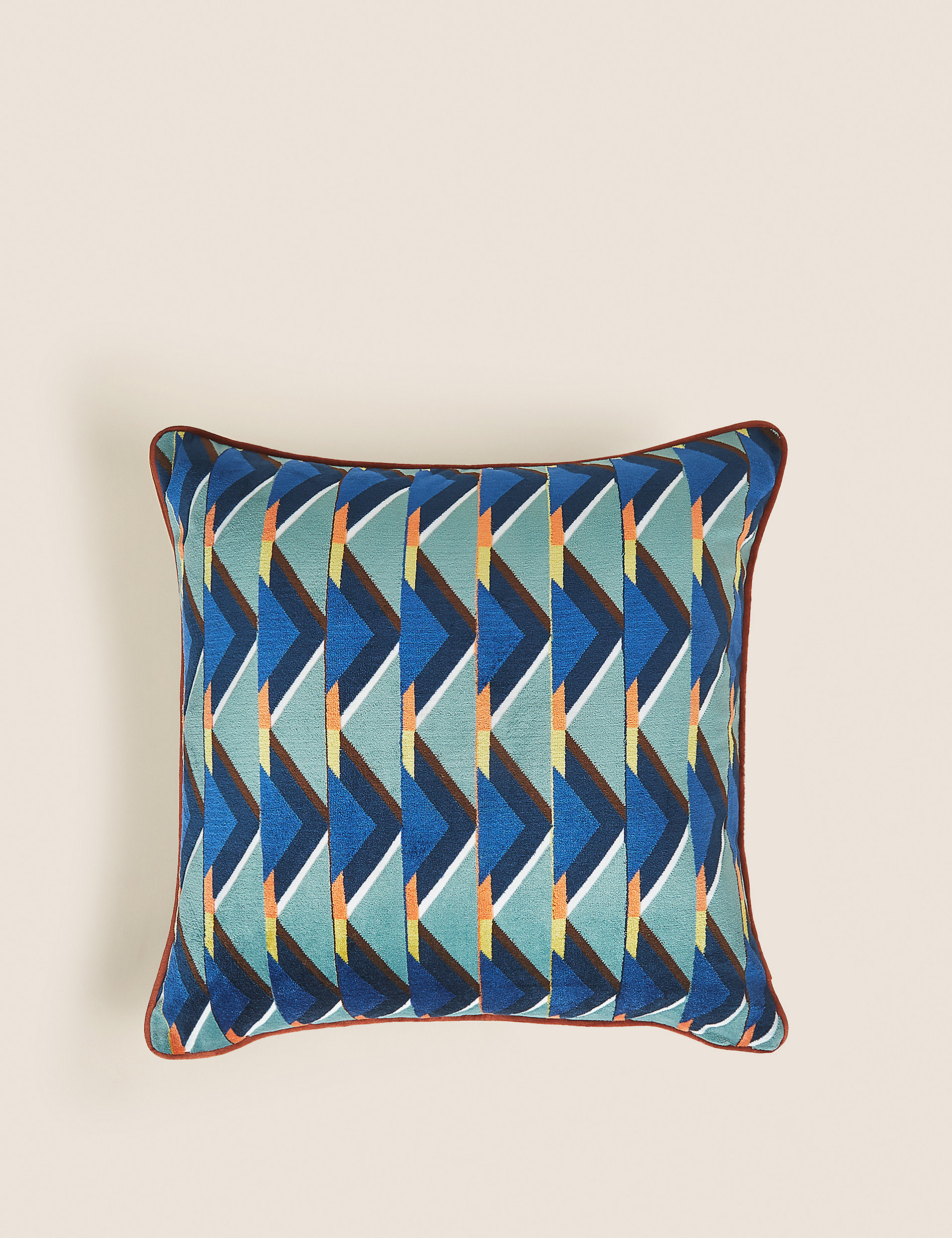 Бархатная подушка с геометрическим рисунком Marks & Spencer