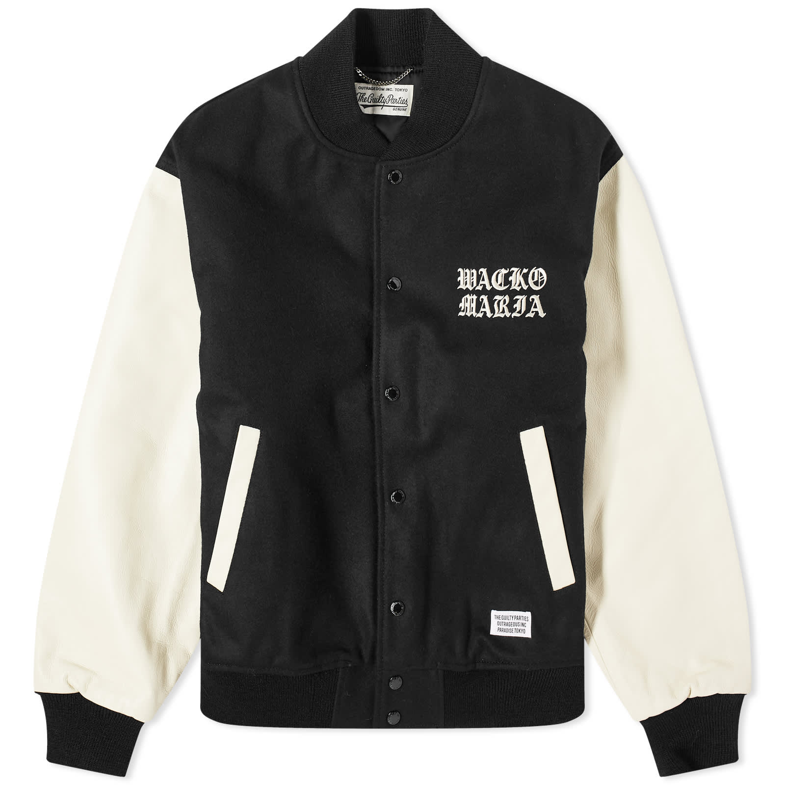 Куртка Wacko Maria Leather Varsity, черный университетская куртка rhude atten