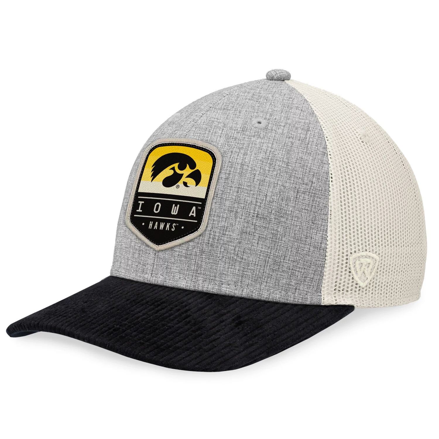 

Мужская кепка Top of the World Heather Grey/Black Iowa Hawkeyes Slick Adventure Trucker Snapback