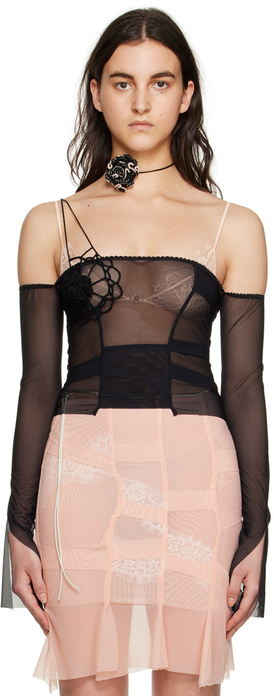 

nastyamasha Эксклюзивная черная футболка с длинным рукавом SSENSE, Черный