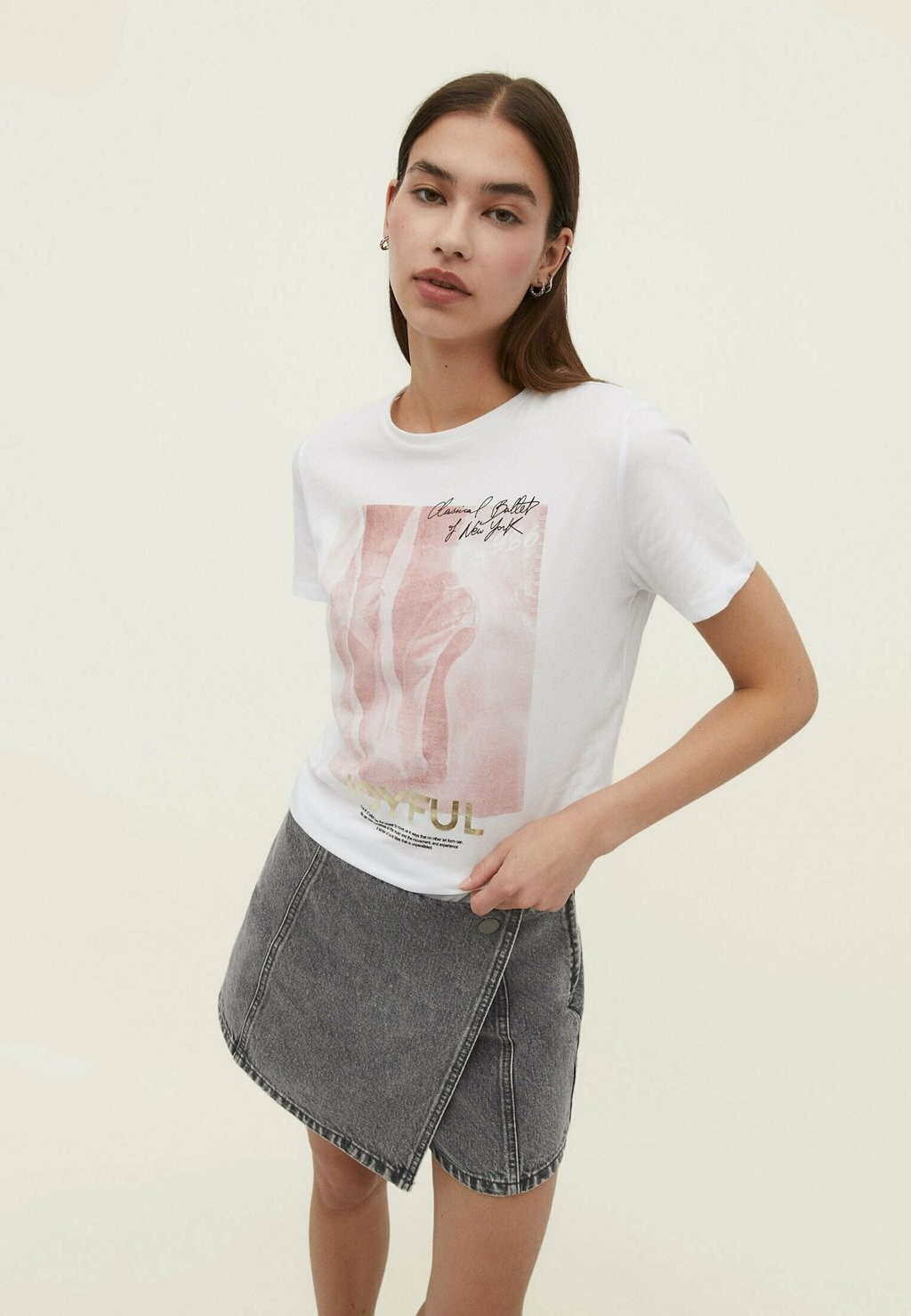 

Футболка с принтом Stradivarius, светло-розовый