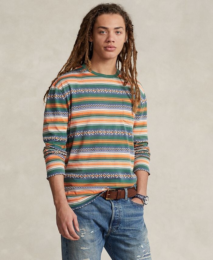 

Мужская жаккардовая футболка классического кроя в полоску Polo Ralph Lauren, зеленый