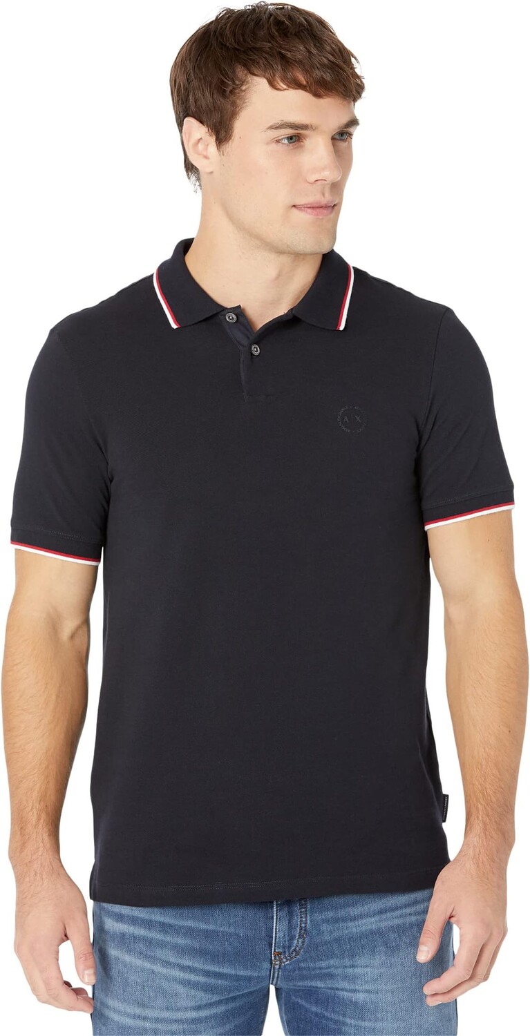 

Рубашка-поло Slim Fit Pique Logo Polo Armani Exchange, темно-синий