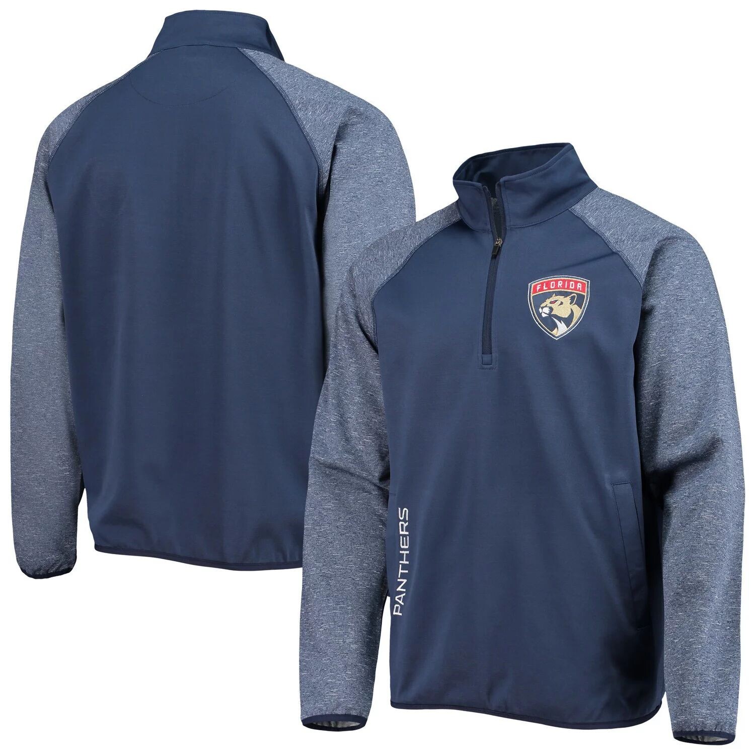 

Мужской темно-синий топ с молнией до половины длины реглан Florida Panthers Transitional Starter