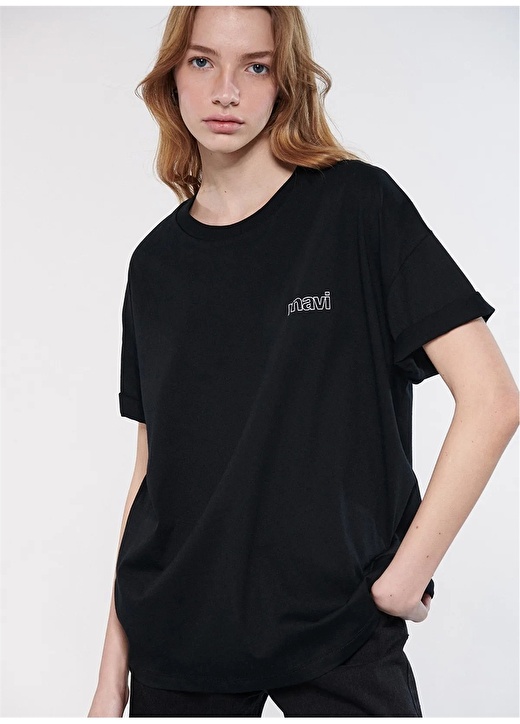 Черная женская футболка с круглым вырезом Mavi
