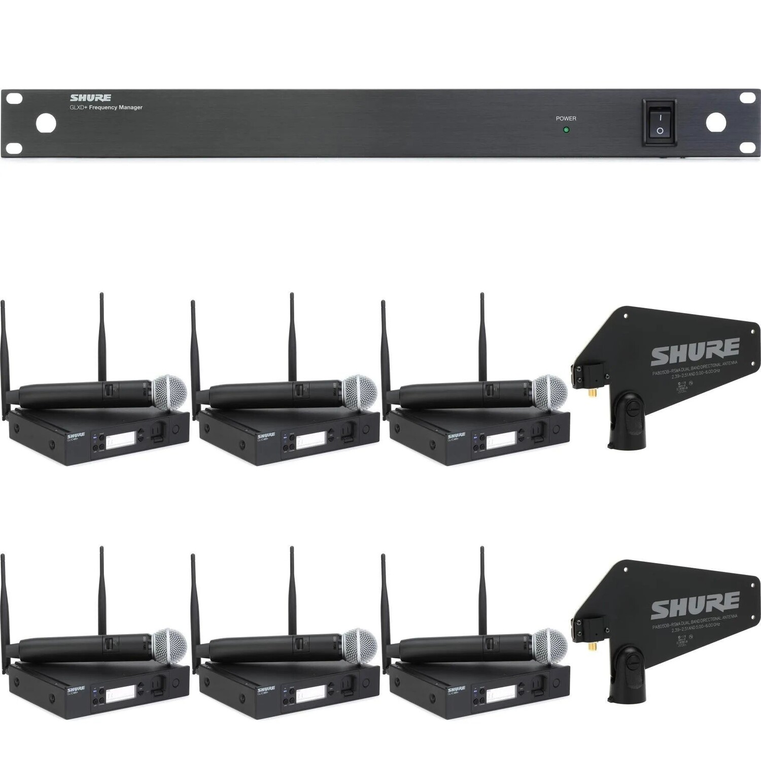 

Цифровая беспроводная 6-канальная система Shure GLXD24R+ с капсулой SM58