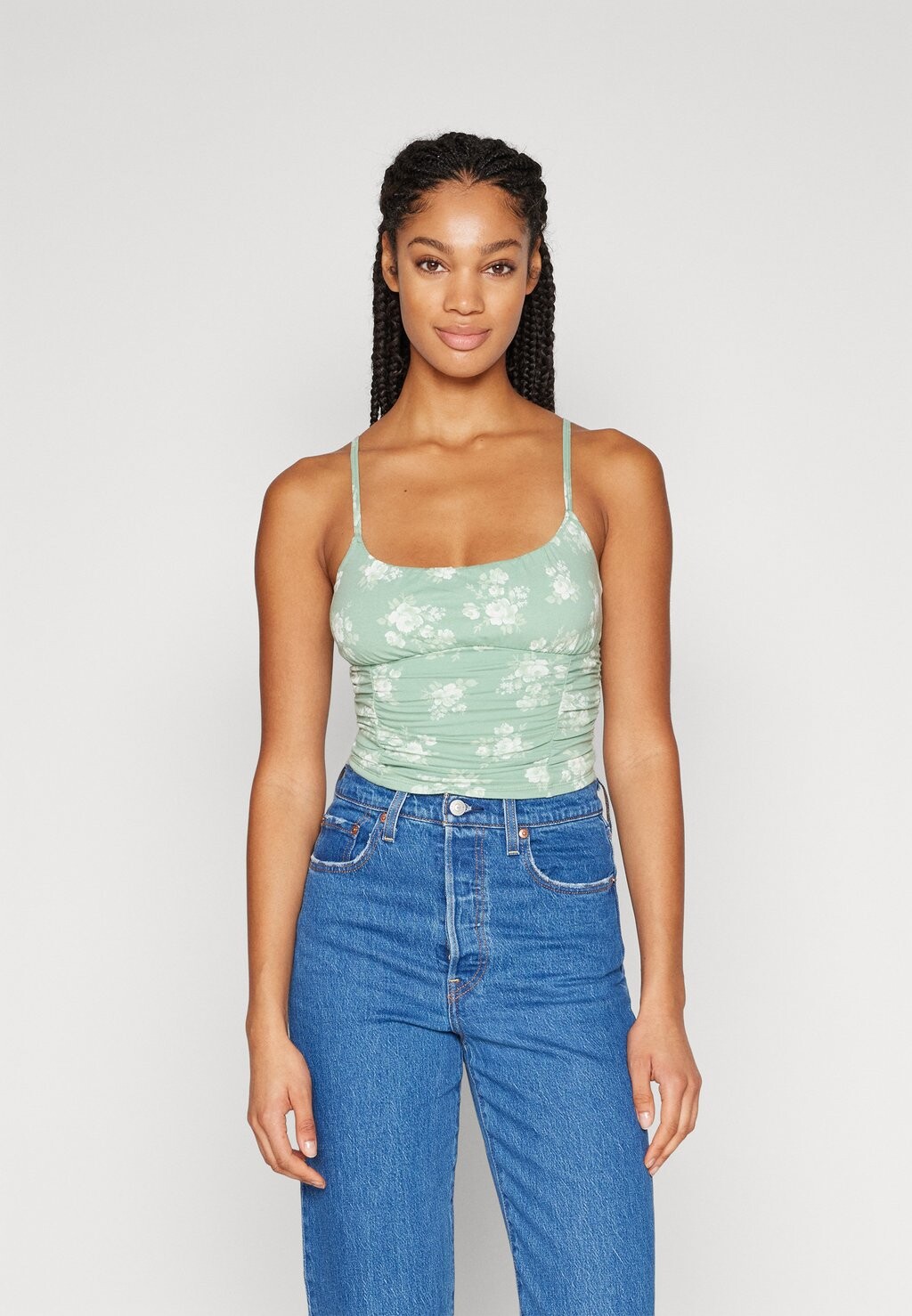 

Топ Bare Ruched Tank Hollister Co., зеленый
