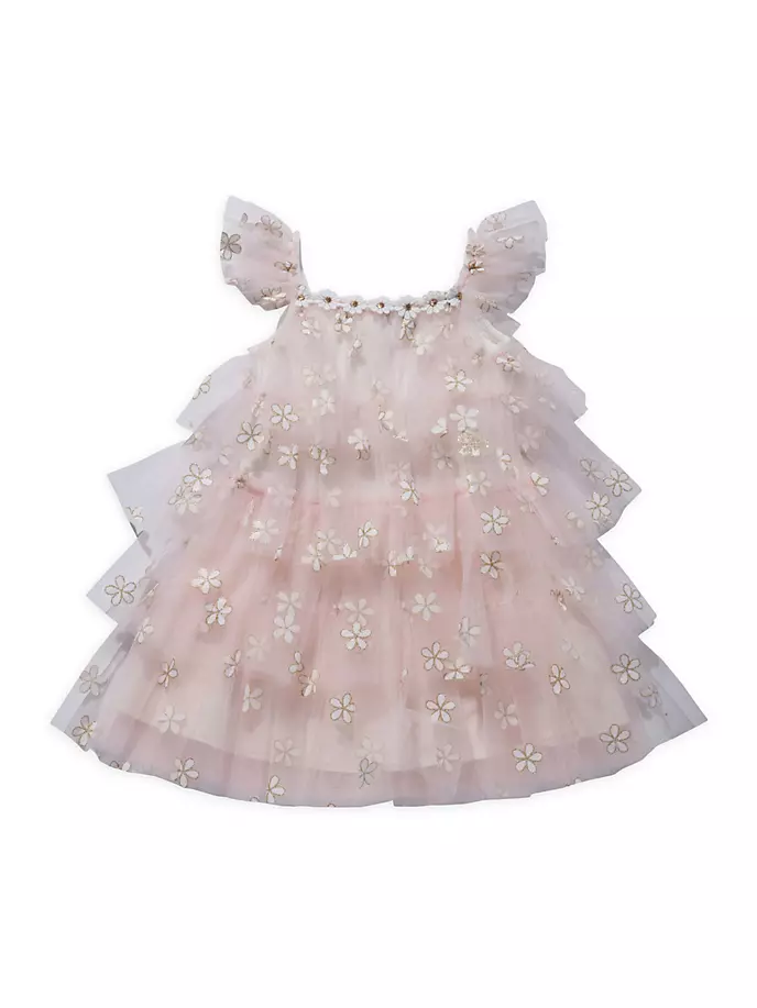 Многослойное платье-пачка с ромашками для маленьких девочек, маленьких девочек и девочек Petite Hailey, розовый