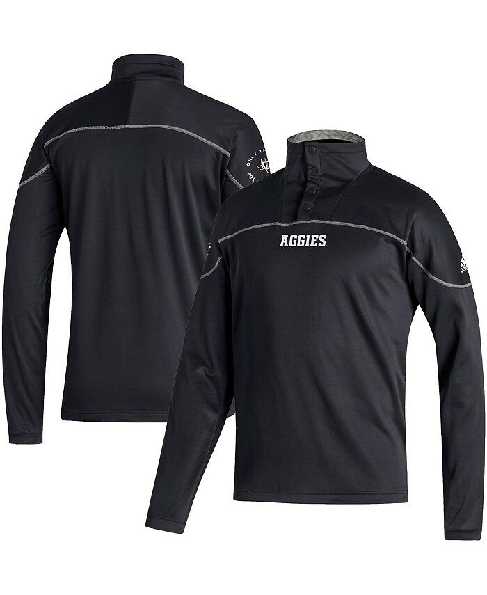 

Мужская черная вязаная куртка на четверть кнопки Texas A&M Aggies AEROREADY adidas, черный