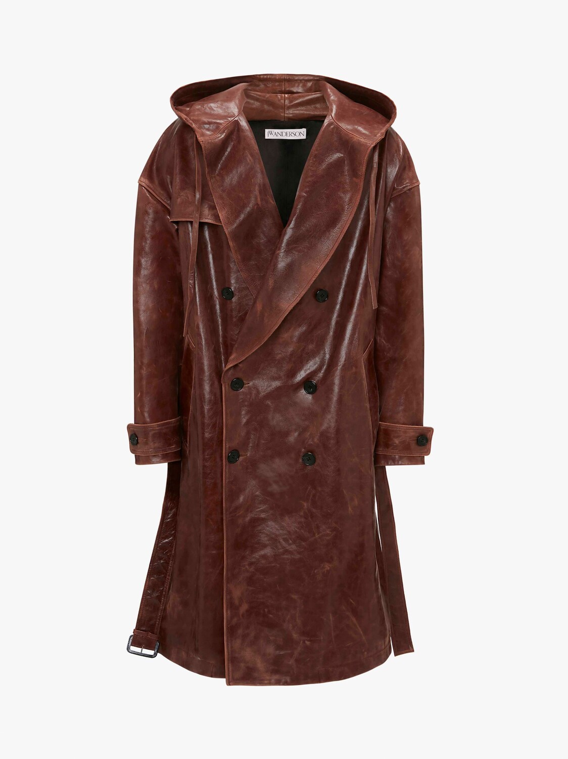 

Кожаный тренч с капюшоном JW Anderson, Коричневый
