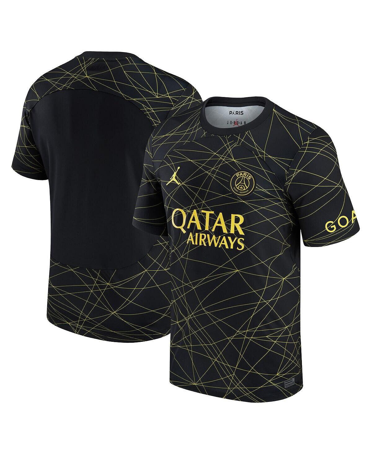 

Мужская брендовая черная футболка Paris Saint-Germain 2022/23, реплика стадиона «Четвертое дыхание» Jordan, Черный
