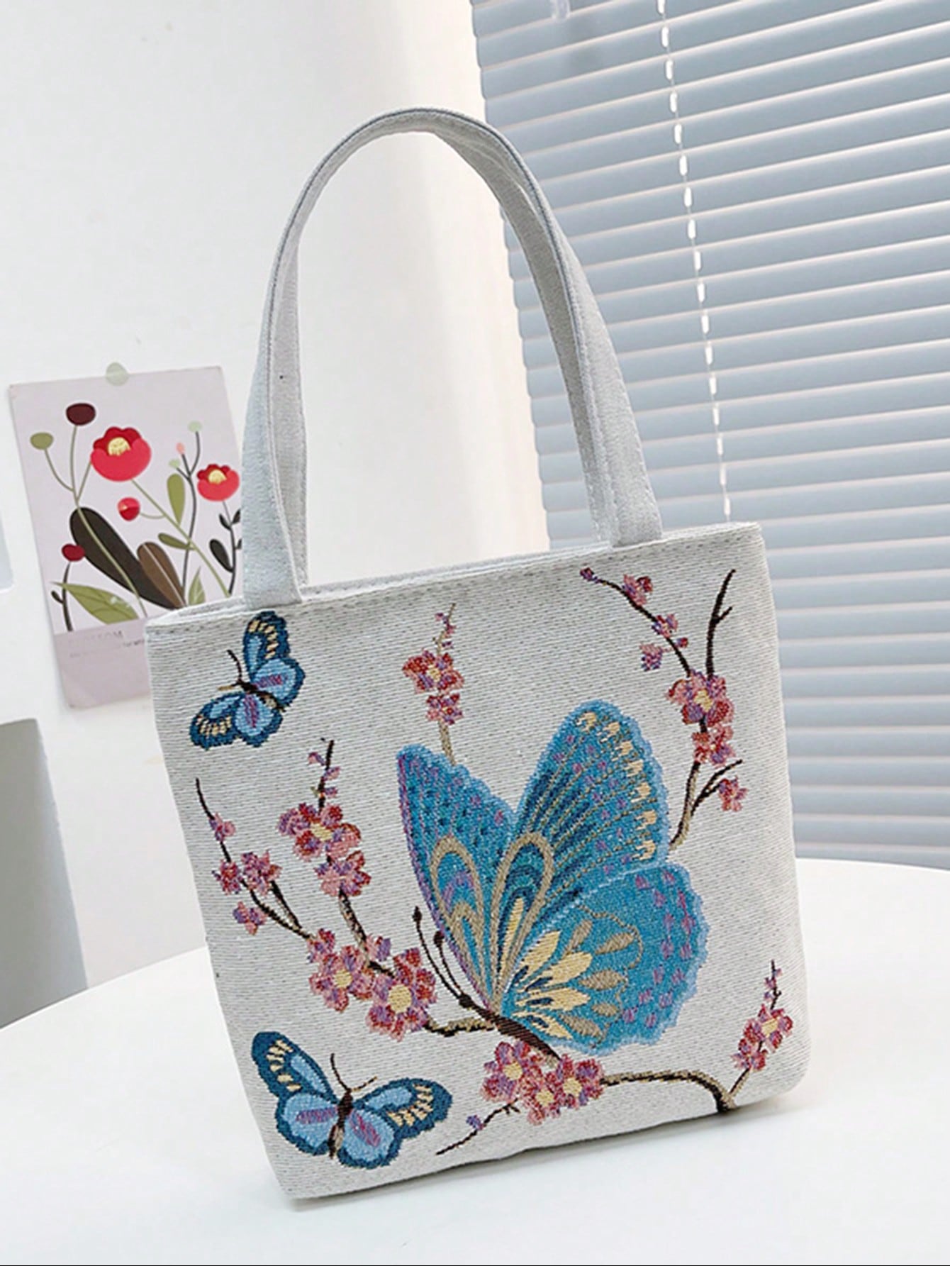 Квадратная сумка с рисунком бабочки Маленькая сумка через плечо с двойной ручкой, многоцветный