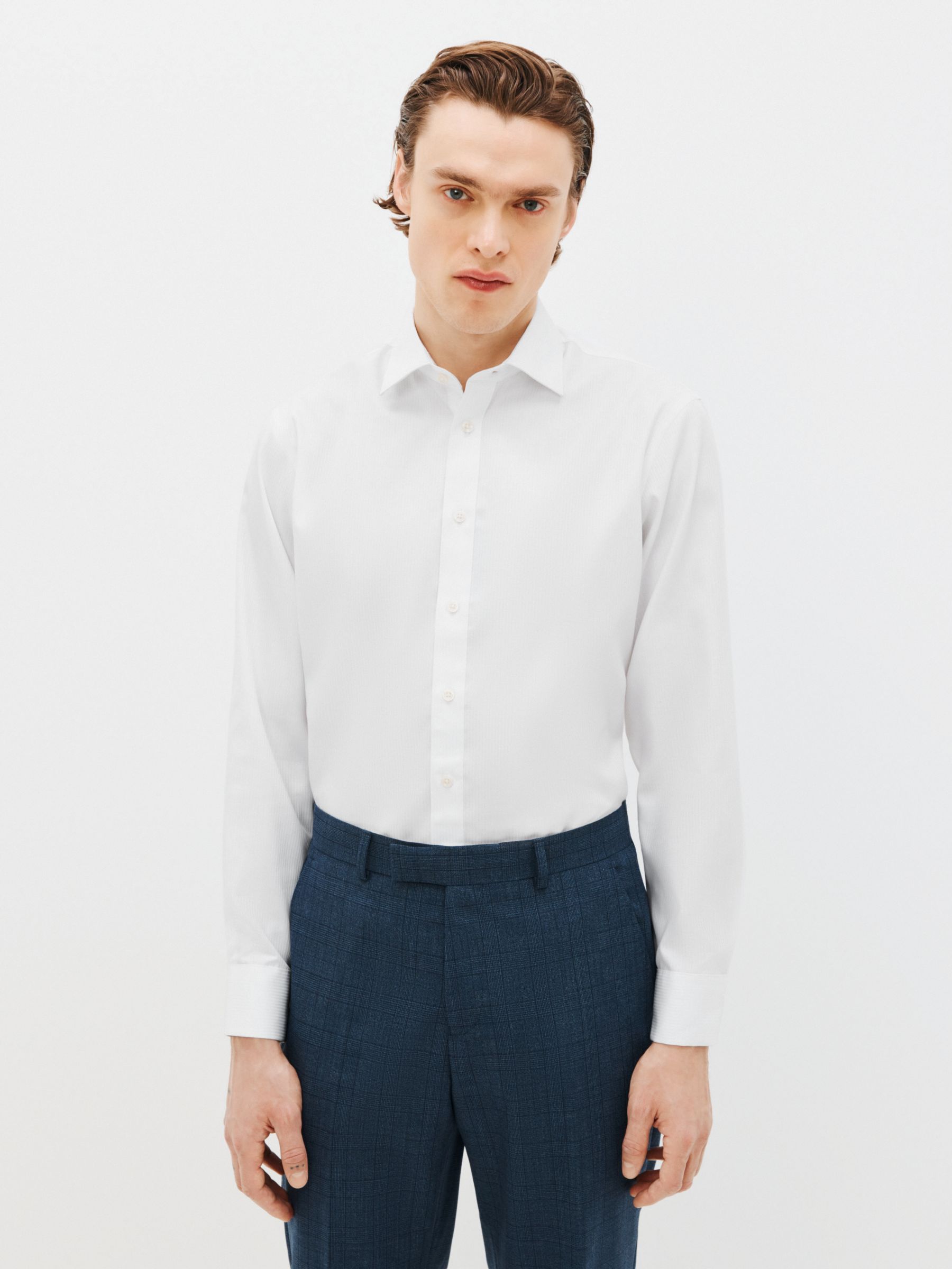 John Lewis белая рубашка с полосками без утюга цена и фото
