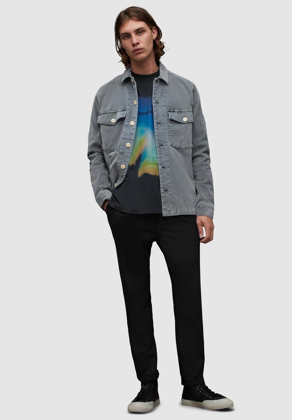 

Футболка с принтом Prizm Ss Crew AllSaints, черный
