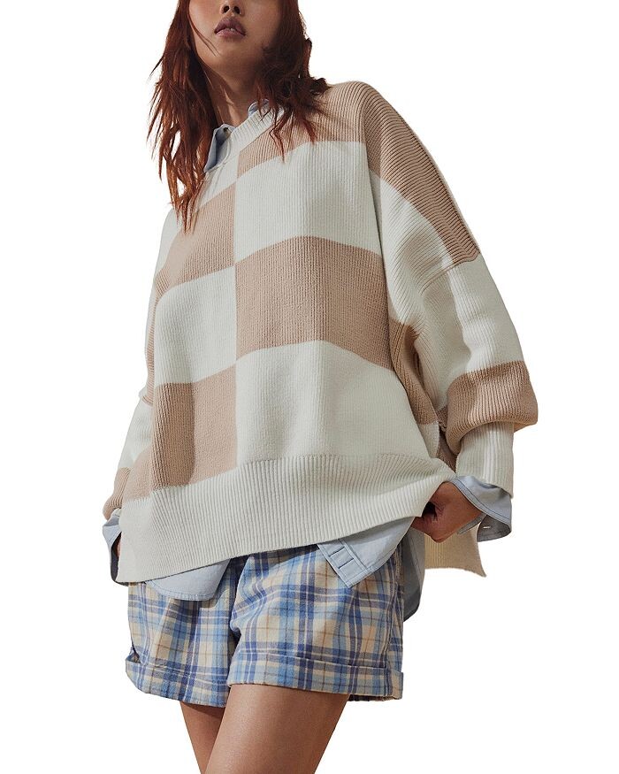 

Легкий уличный свитер в клетку Free People, белый