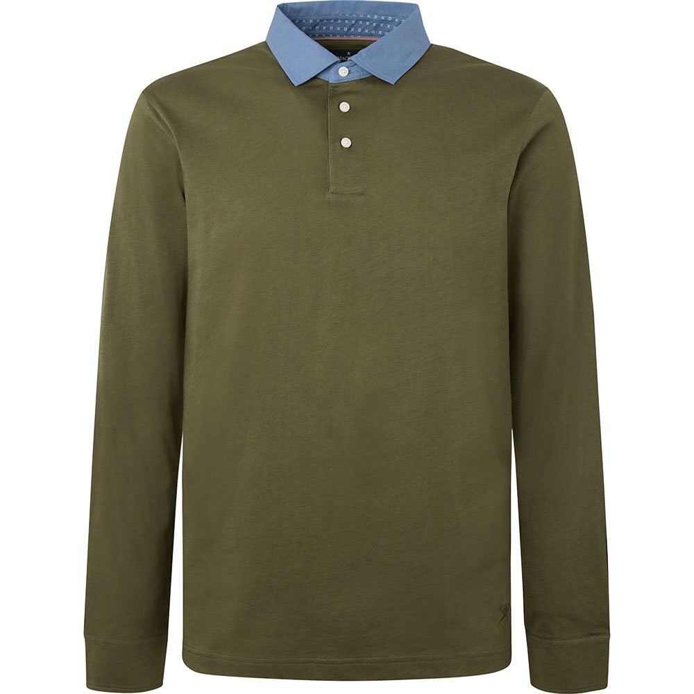 

Поло с длинным рукавом Hackett Chambray Color, зеленый