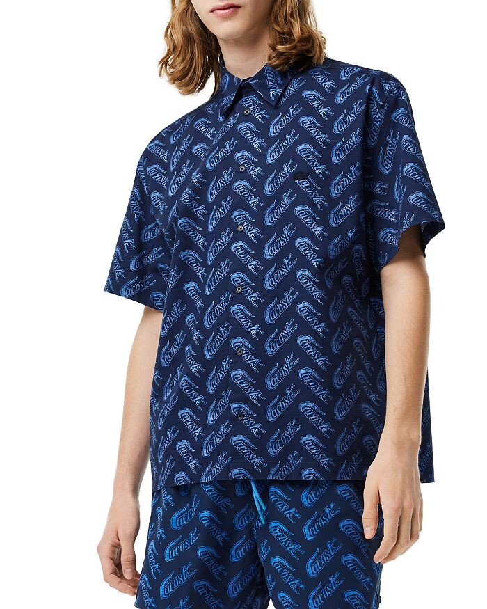 

Мужская рубашка с коротким рукавом с логотипом Allover Lacoste