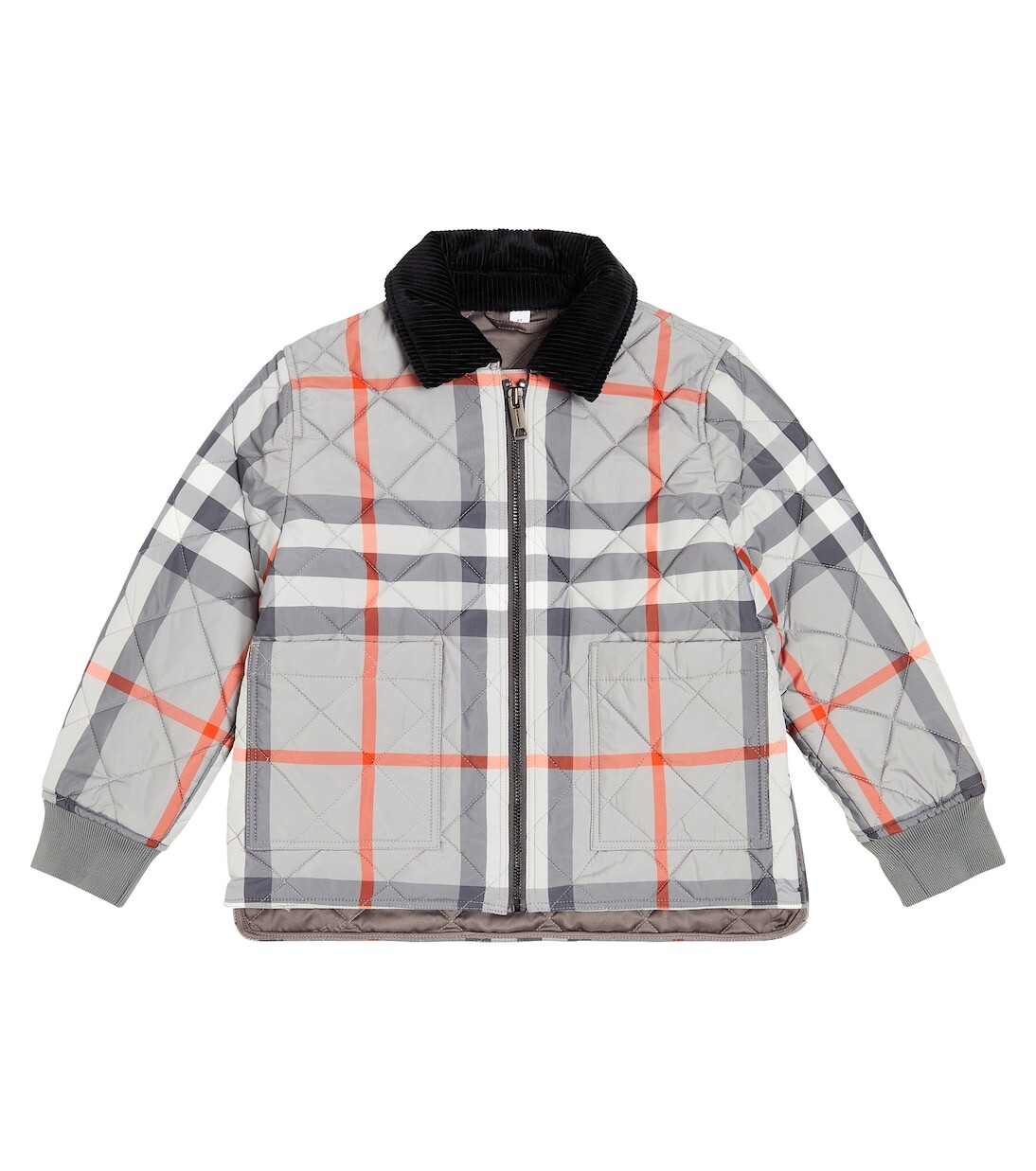 Стеганая куртка в клетку vintage check Burberry Kids, серый