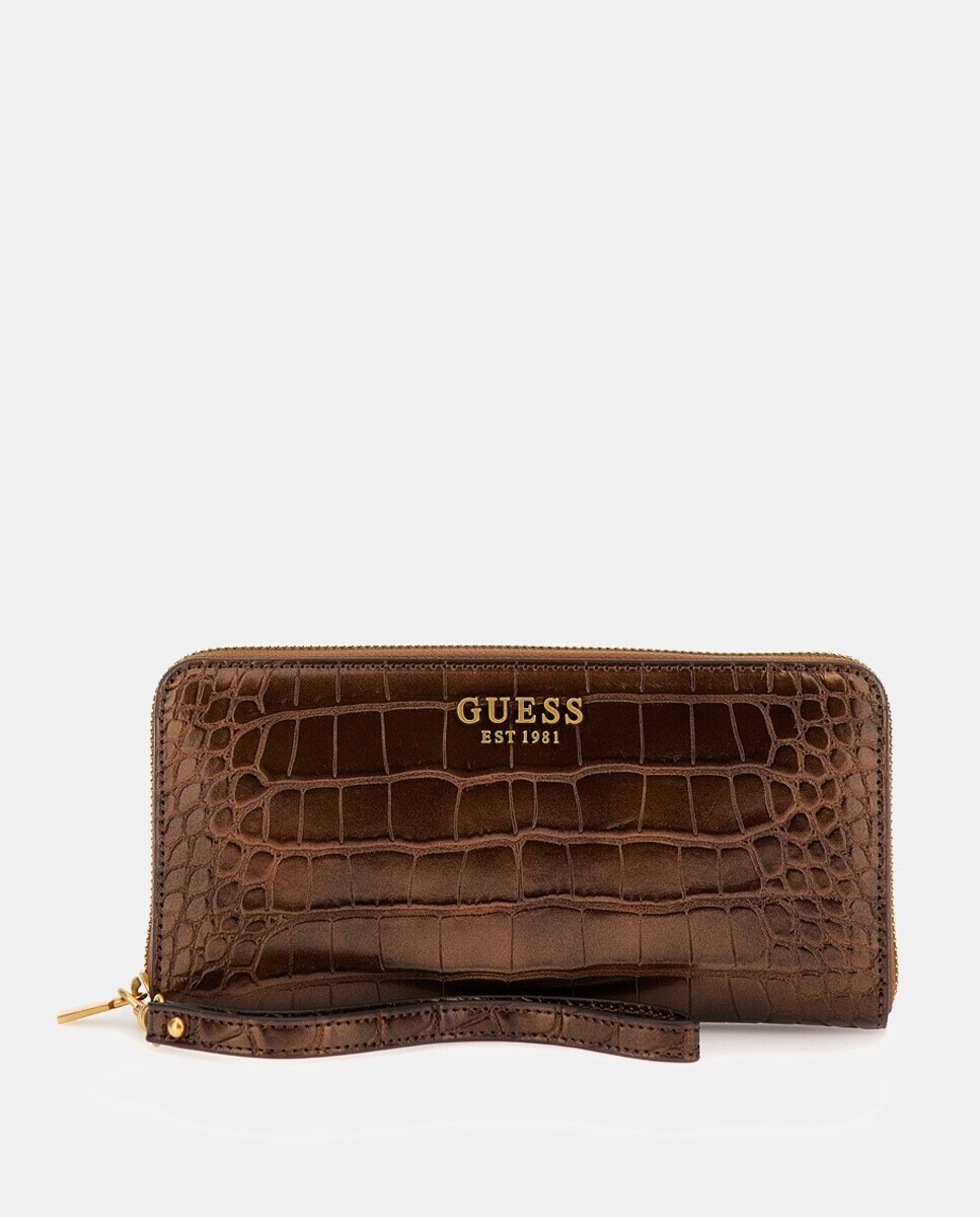 

Большой золотой кошелек с гравировкой кокоса Guess, золотой