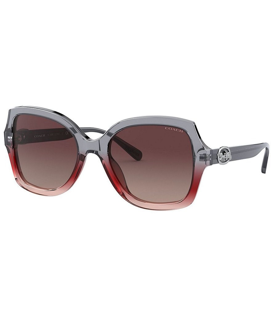 цена Женские квадратные солнцезащитные очки COACH HC829 56 мм, серый