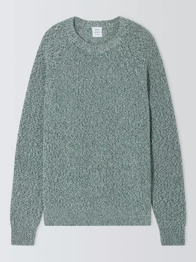 

Джемпер John Lewis Cotton Knit Rib Crew Neck Fisherman's, цвет green/multi