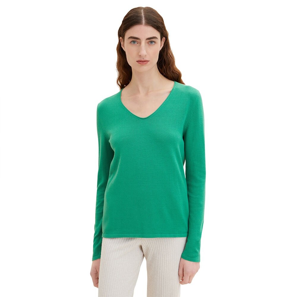 

Свитер Tom Tailor V-Neckline With Front Logo Coin, зеленый