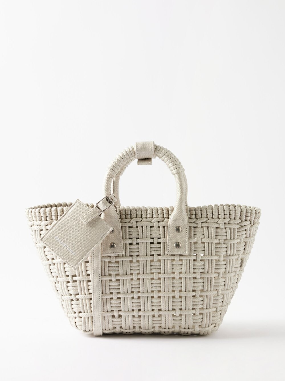 

Плетеная сумка-корзина bistro xs из рафии Balenciaga, белый