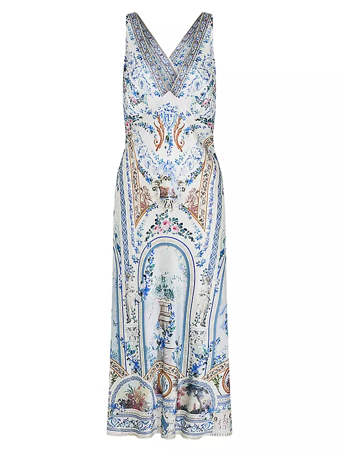 

Шелковое платье макси с цветочным принтом Camilla, цвет season of the siren