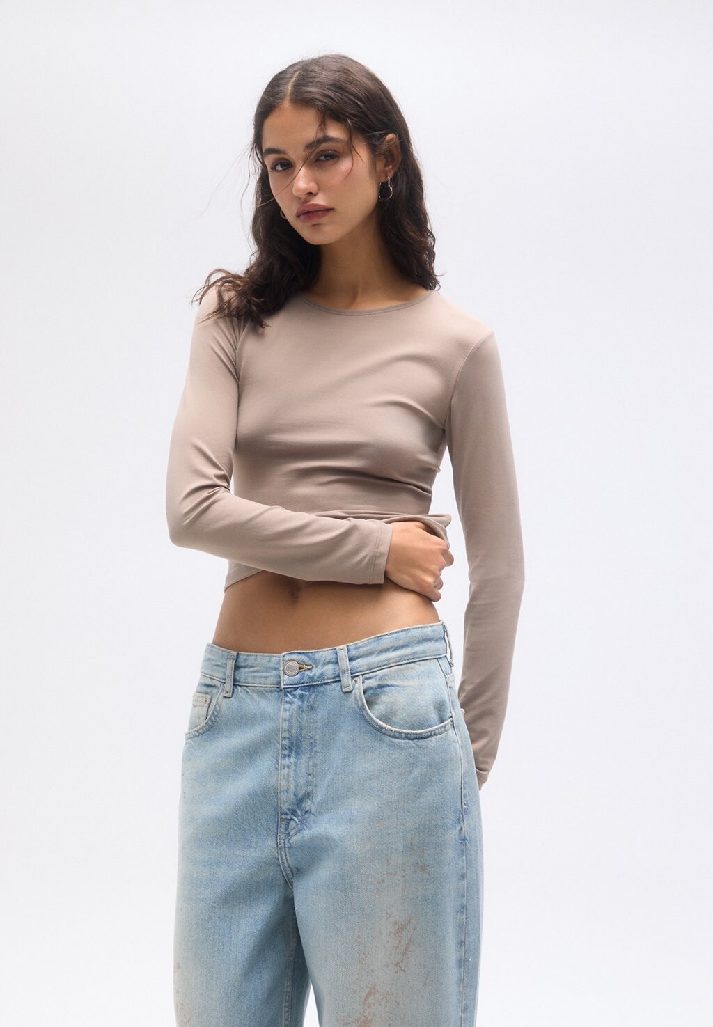 

Рубашка с длинным рукавом PULL&BEAR, цвет light pink