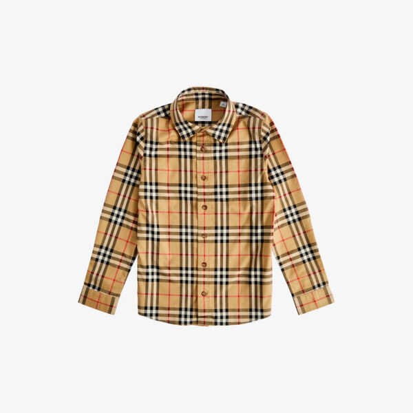

Рубашка Owen из эластичного хлопка в клетку 3–14 лет Burberry, бежевый