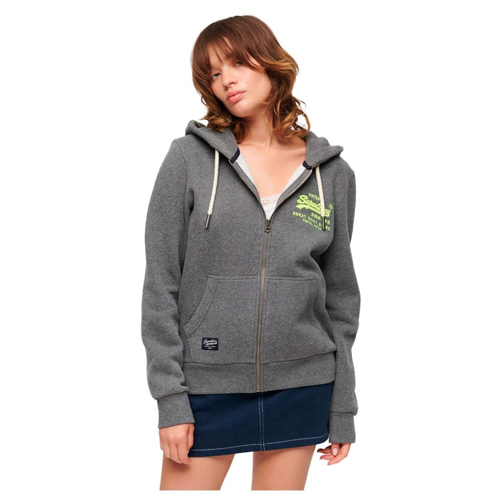 

Толстовка Superdry Neon Vintage Logo Full Zip, серый