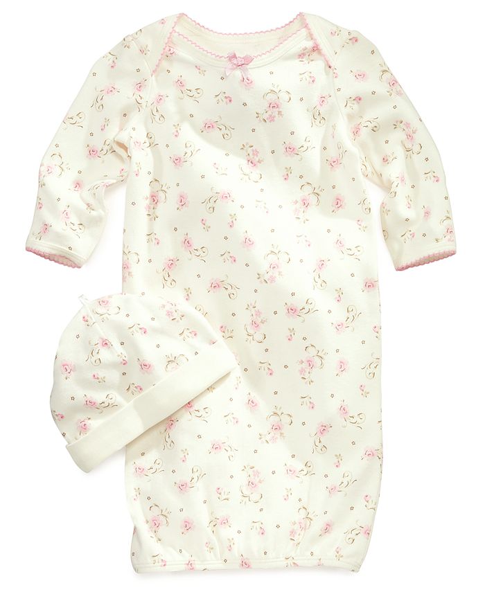 Винтажное платье с принтом роз и шапочка для маленьких девочек, комплект из 2 предметов Little Me, слоновая кость/кремовый